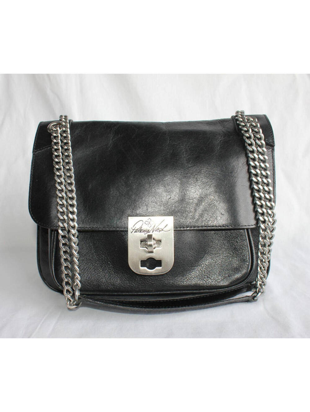 Patricia Nash Esbly Black Leather Chain Shoulder/Crossbody Bag